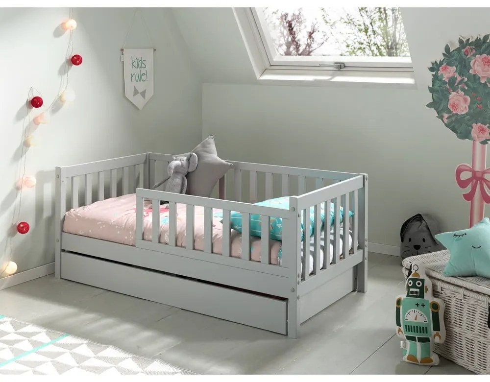 Cassetto grigio sotto il letto dei bambini 70x140 cm Peuter - Vipack