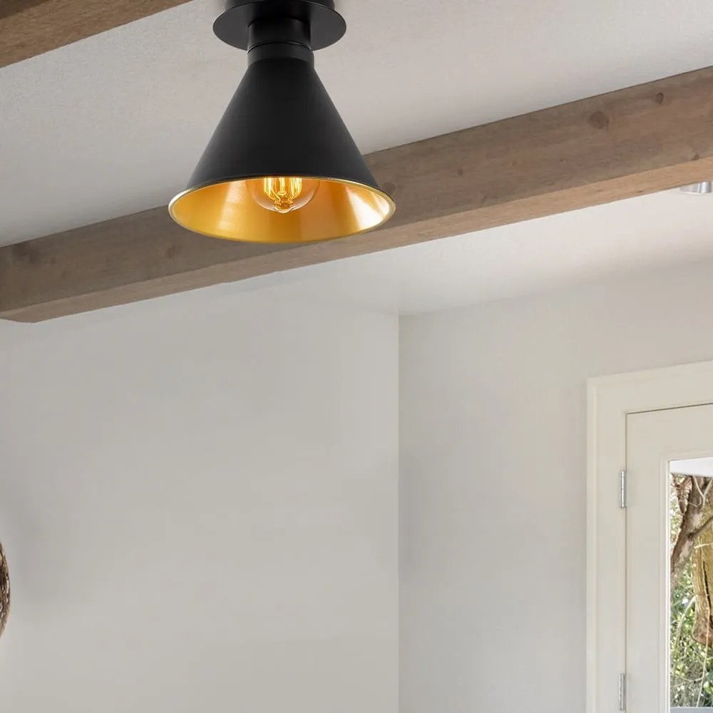 Lampada da soffitto in nero e oro con paralume in metallo ø 20 cm Berceste - Opviq lights