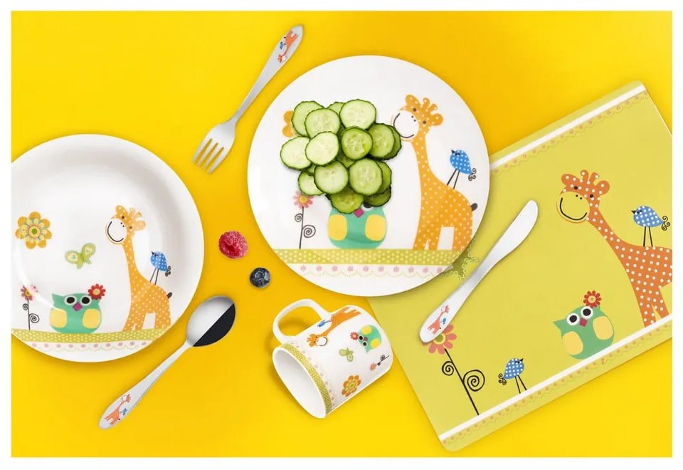 Set da pranzo per bambini in porcellana 3 pezzi Giraffa - Orion