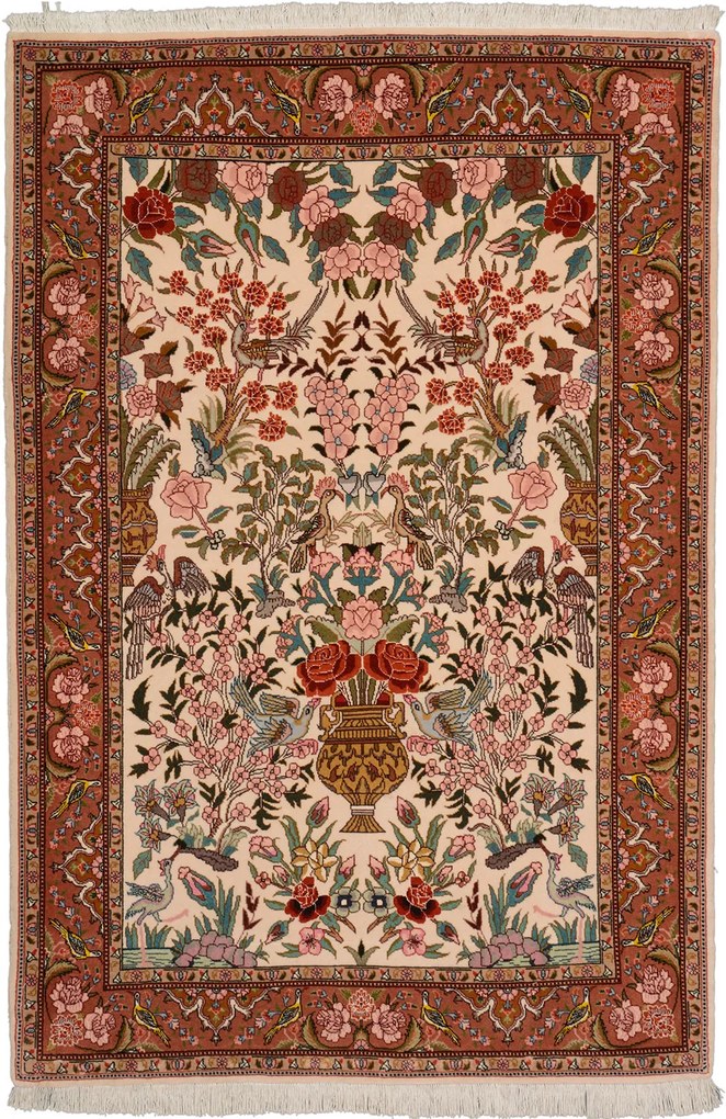 Tabriz Tappeto 100 x 160 Beige (Iran) Annodato A Mano