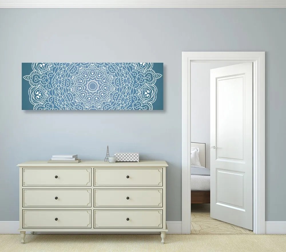 Stampa su tela – Mandala meditativo su sfondo blu