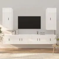 Set di Mobili Porta TV 6 pz Bianco Lucido in Legno Multistrato 3188840