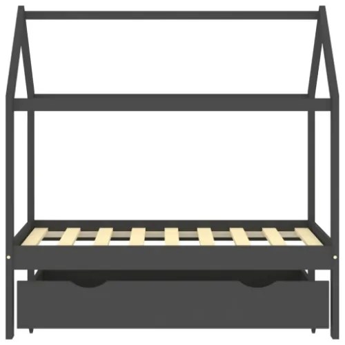 Giroletto Bambini Cassetto Grigio Scuro Pino Massello 70x140 cm