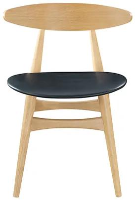 Set di 2 sedie in legno chiaro e PU nero design scandinavo giapponese WALFORD