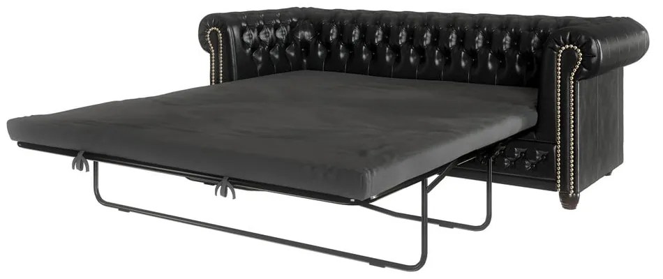 Divano letto nero in similpelle 203 cm York - Ropez