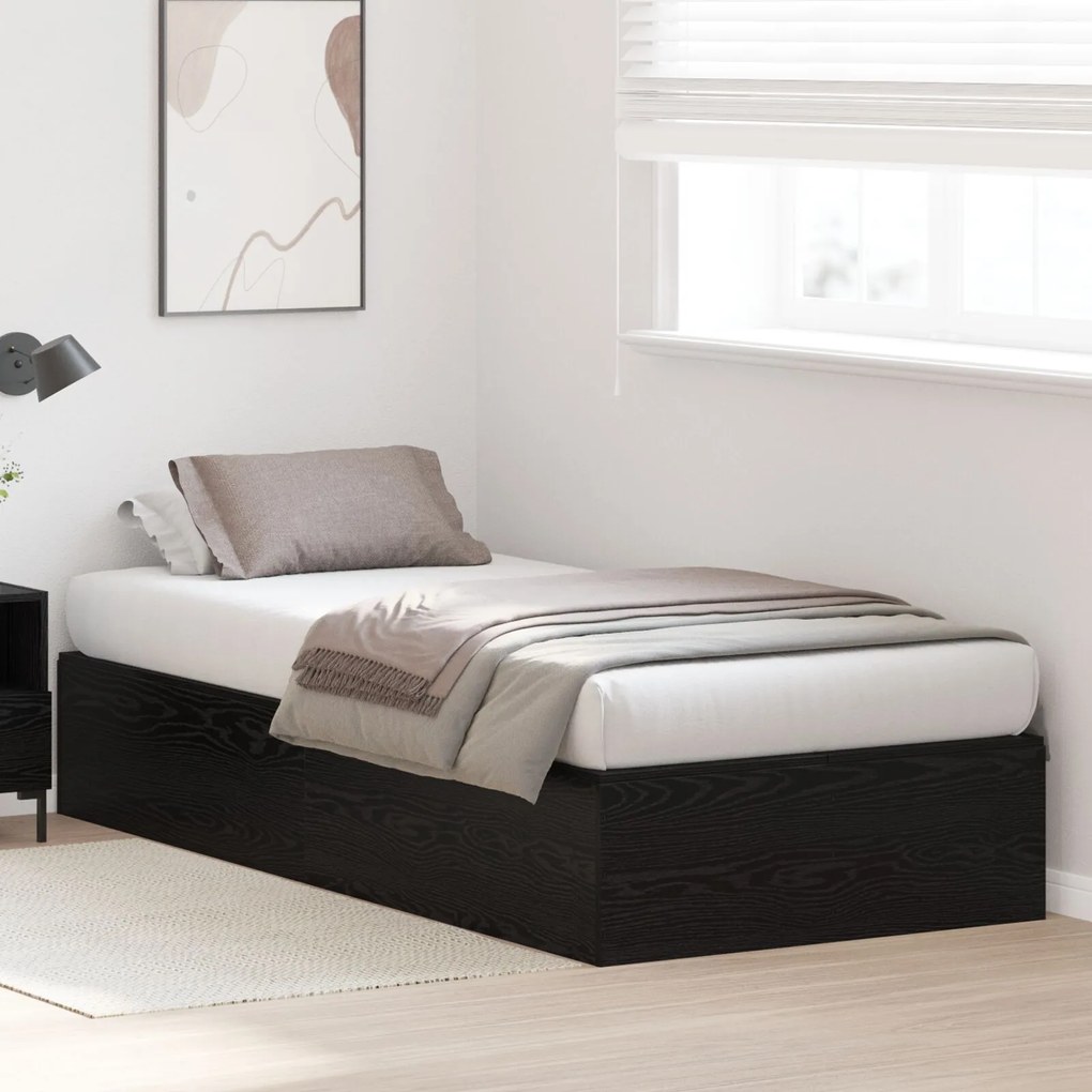 Struttura letto rovere nero legno ingegnerizzato singolo