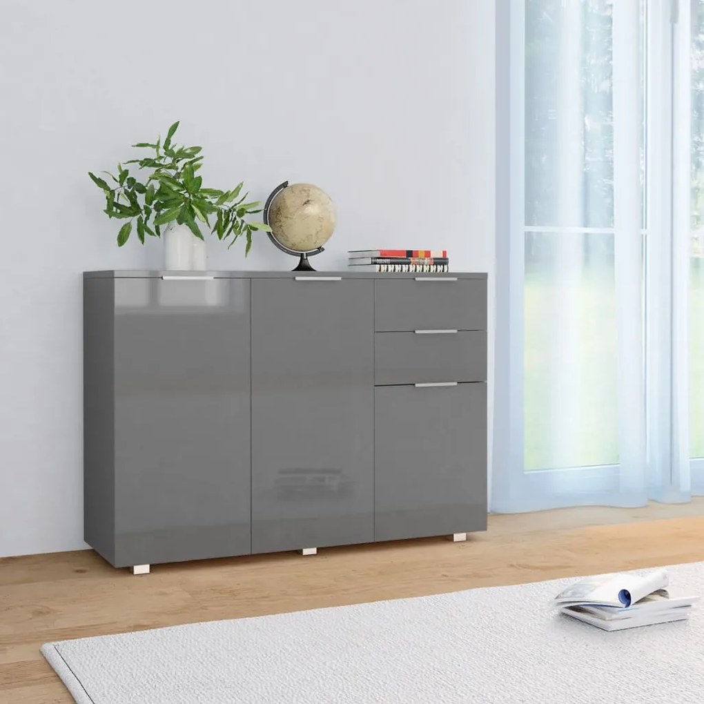 Credenza grigio lucido 107x35x80,5 cm