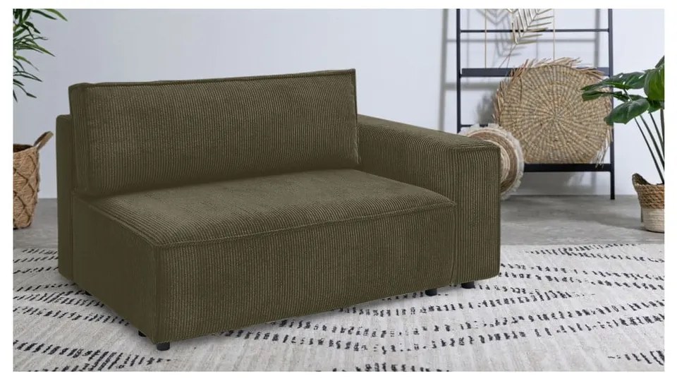 Modulo divano in velluto a coste verde chiaro, angolo destro Nihad modular - Bobochic Paris