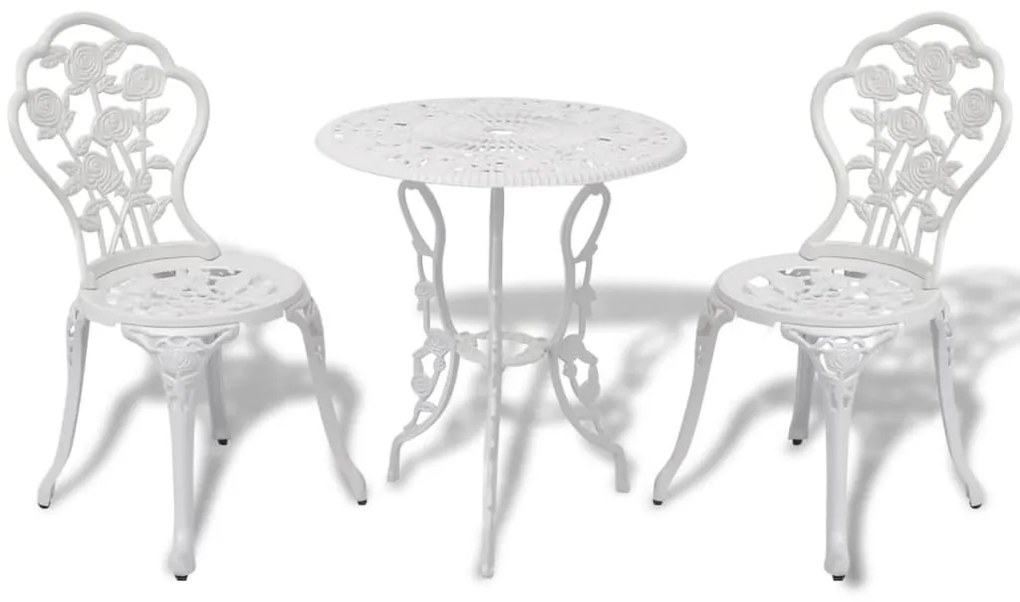 Set Da Bistrot 3 Pz İn Alluminio Pressofuso Bianco /