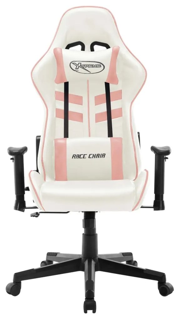 Sedia da gaming bianca e rosa in similpelle