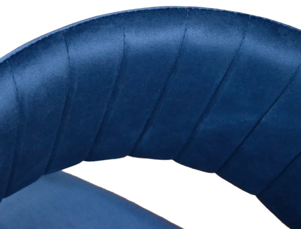 Set di sedie ORCHIES in tessuto effetto velluto blu e struttura in metallo color oro