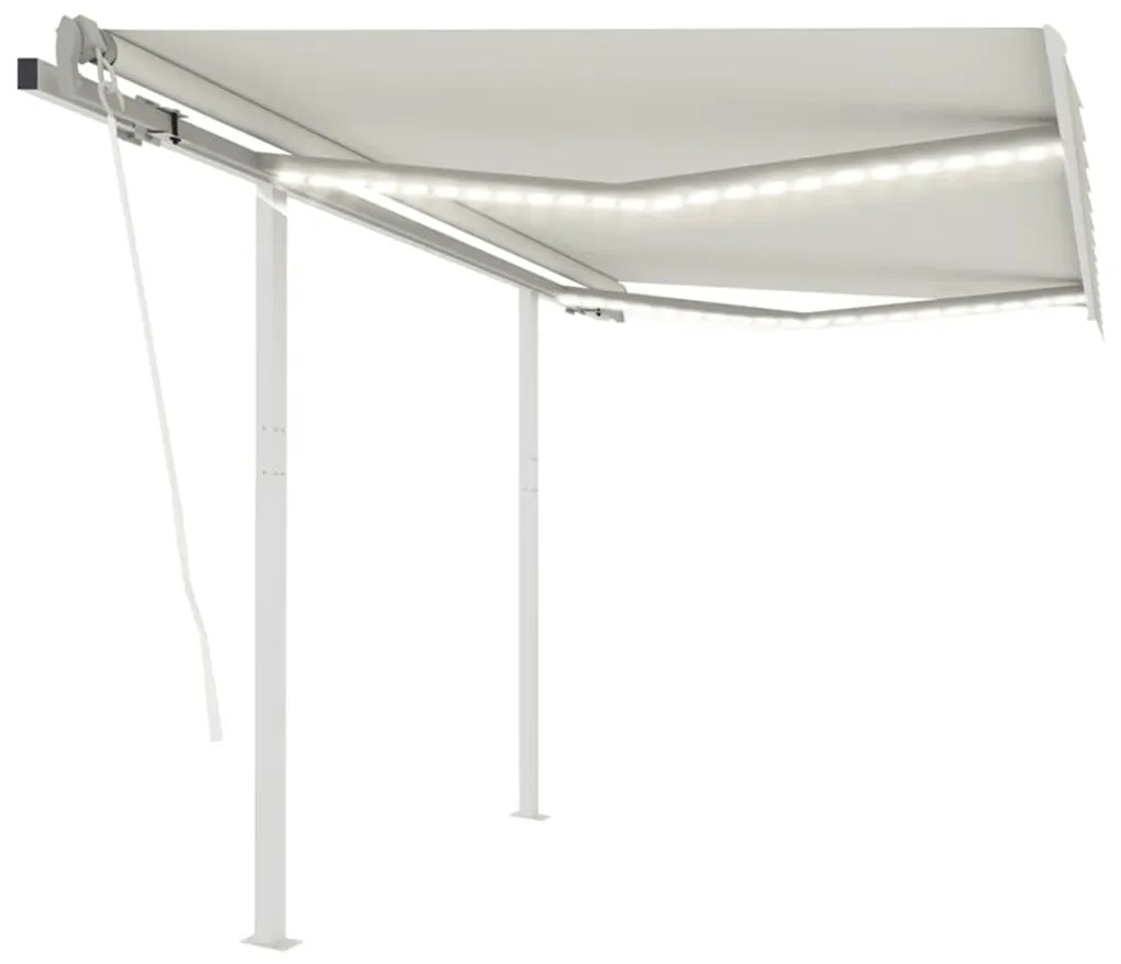 Tenda Da Sole Automatica Sensore Vento E Led 3,5x2,5 M Crema /