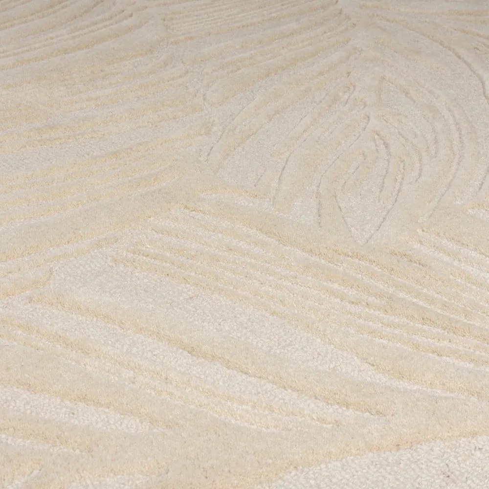 Tappeto beige in lana 60x230 cm Lino Leaf - Flair Rugs