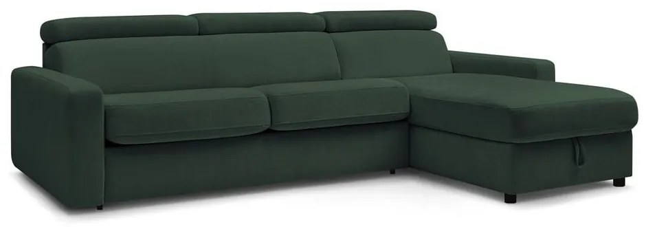 Divano angolare in verde scuro allungabile (con composizione variabile) Monaco – Bobochic Paris