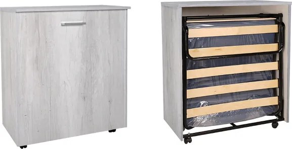 Letto a scomparsa estraibile salvaspazio con materasso 80x180 Quercia Bianco