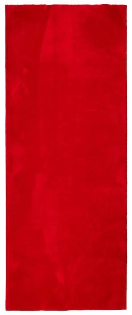 Tappeto a Pelo Corto HUARTE Morbido e Lavabile Rosso 80x200 cm