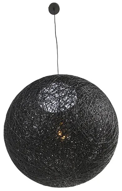 Lampada a sospensione rustica nera 60 cm - Corda