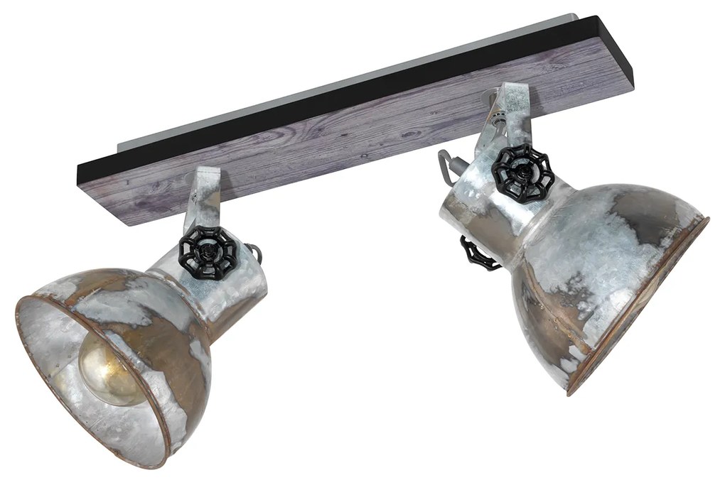 Spot Rustico Country Barnstaple Legno Marronemarrone Patinato 2 Luci E27 40W