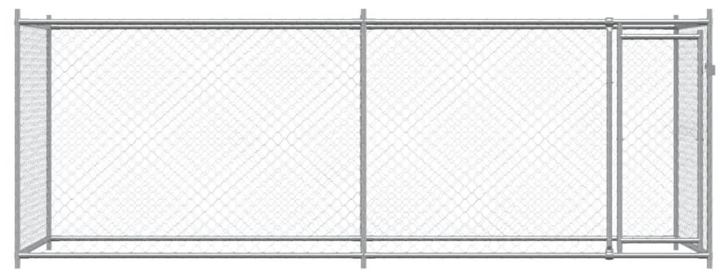 Gabbia per cani con porta grigia 4x2x1,5 m in acciaio zincato