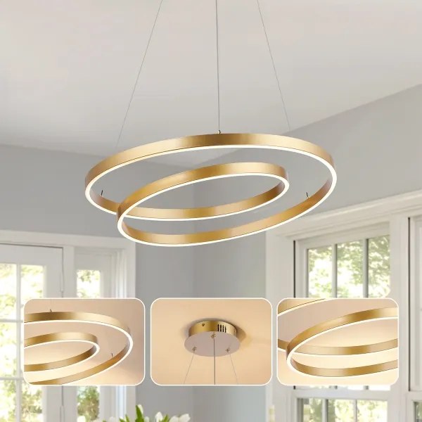 Brilagi-LED Lampadario dimmerabile a sospensione con cavo TWISTER LED/48W/230V Ø 50 cm oro + telecomando