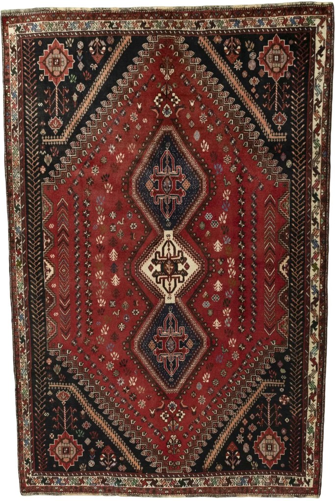 Shiraz Tappeto 180x270 Rosso (Iran) Annodato A Mano