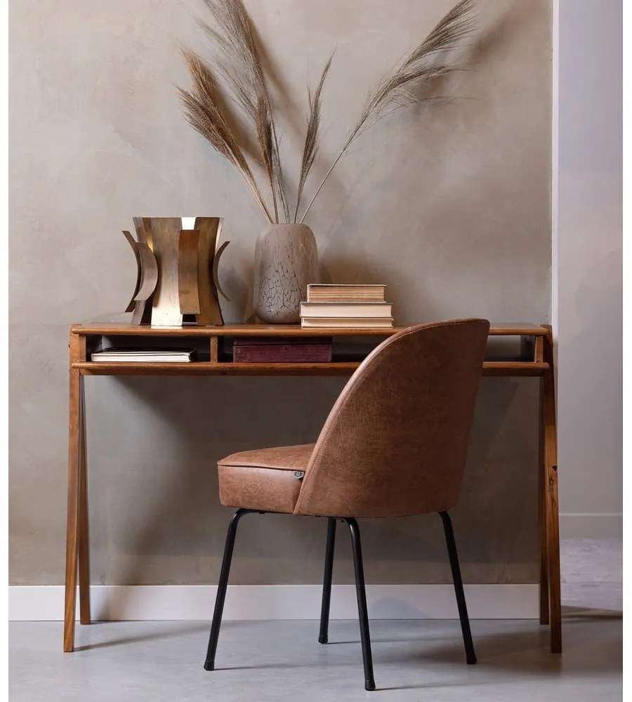 Sedie da pranzo in set marrone cognac in pelle 2 pz Vogue – WOOOD