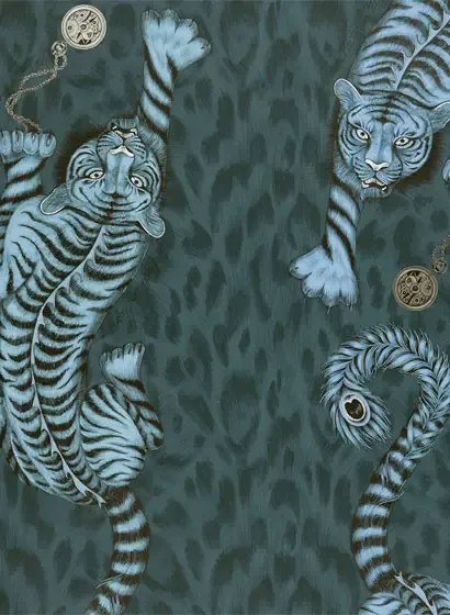 Clarke & Clarke Carta da parati Tigris - Navy