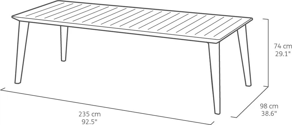 Tavolo da Giardino 235x98x74 cm in Resina Keter Lima 240 Antracite...