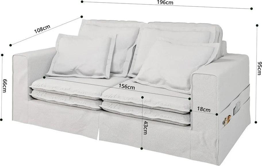 Divano bianco 196 cm Nora – Ropez