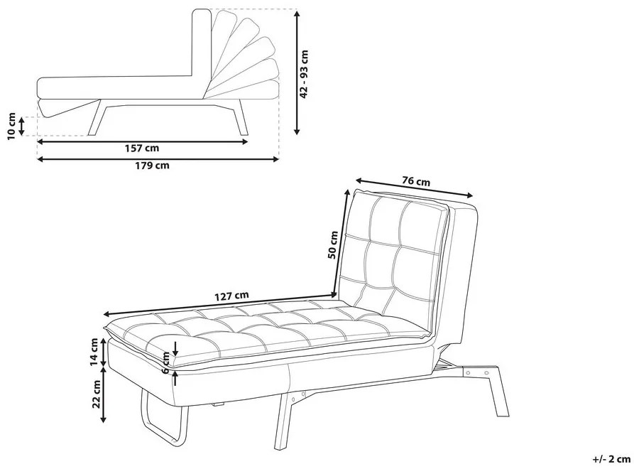 Chaise longue regolabile in velluto verde smeraldo LOIRET Beliani