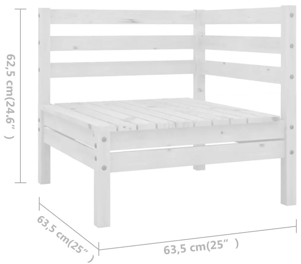 Set Salotto da Giardino 7 pz in Legno Massello di Pino Bianco