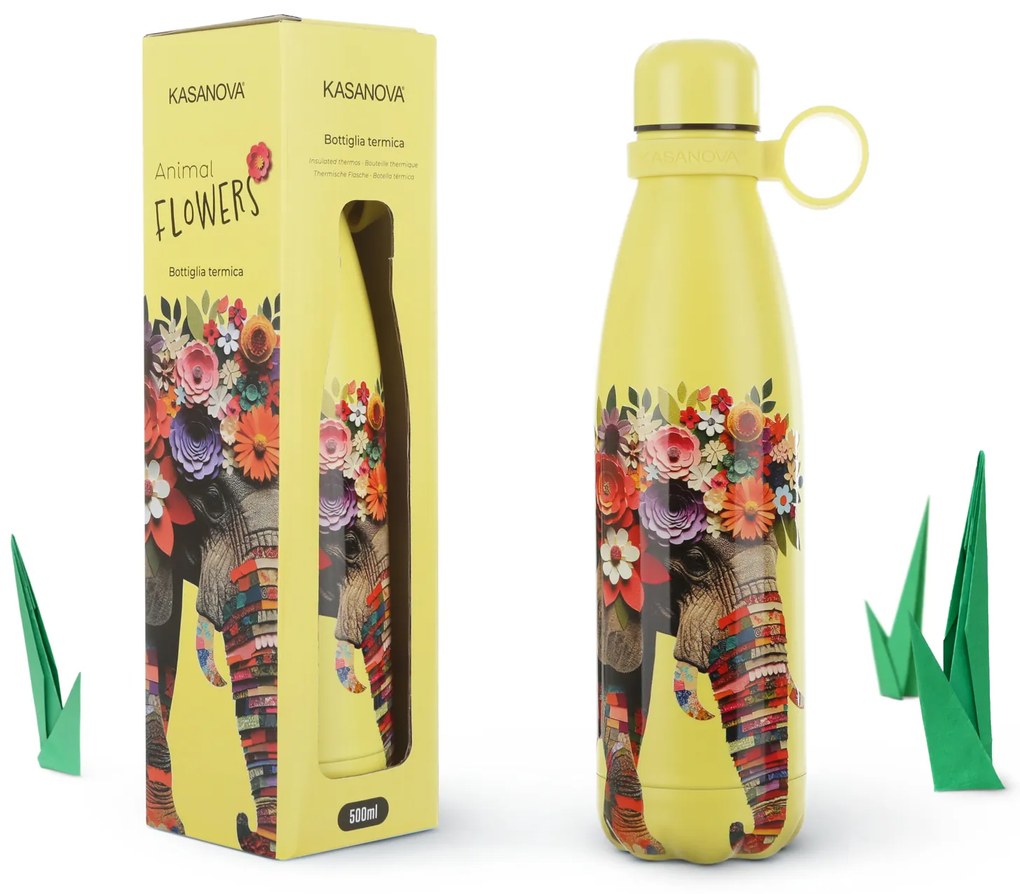 Bottiglia termica 500 ml Elefante Animal Flowers