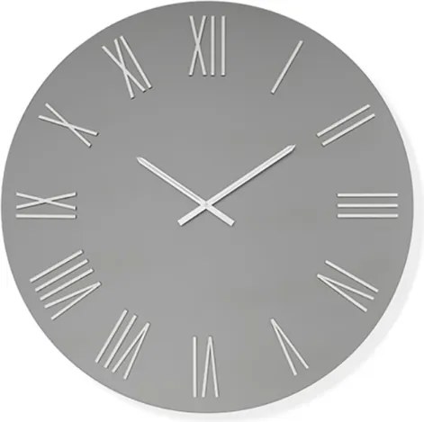 Orologio rotondo D80 cm in cristallo satinato Fumč e numeri Argento - WAYNE
