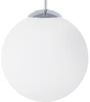 Lampada a Sospensione Vetro Bianco Elementi Argento Forma Globo Grande 1 Luce Moderna