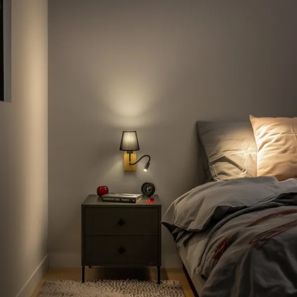 Brilagi - Applique a LED NUBILA WOOD 1xE27/25W/230V + LED/3W quercia/nero