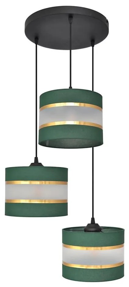 Lampadario a sospensione con filo HELEN 3xE27/15W/230V verde/oro