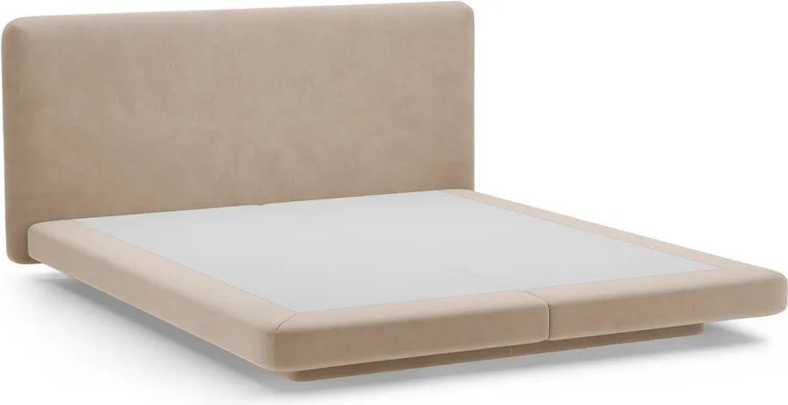 Letto matrimoniale imbottito marrone chiaro 160x200 cm Linea – Micadoni