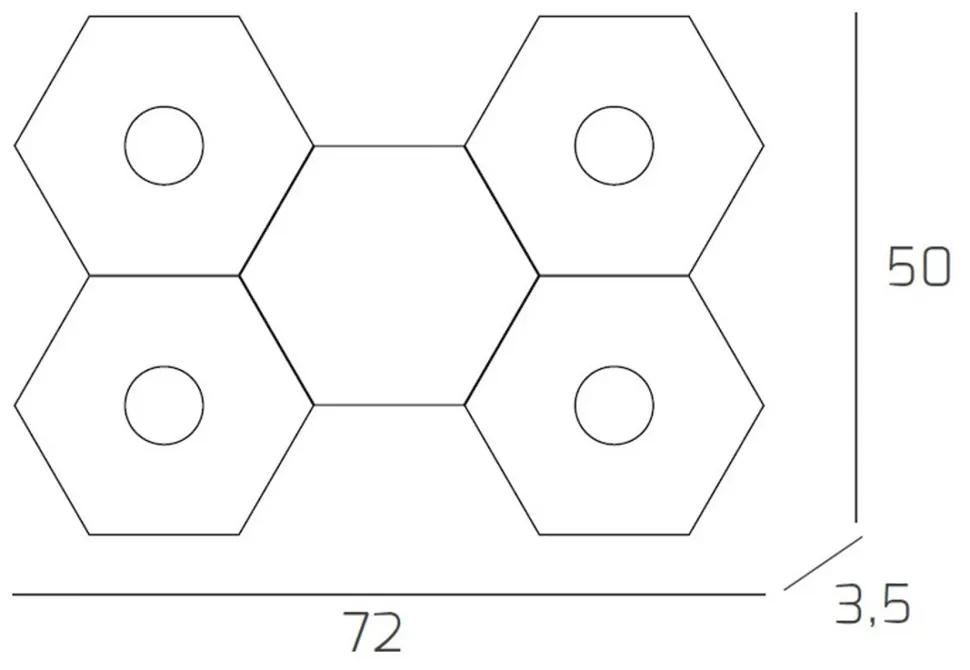 Plafoniera Moderna 5 Moduli Hexagon Metallo Sabbia 4 Luci Led 12X4W