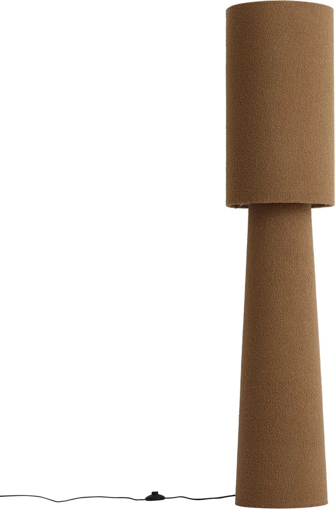 Lampada da terra Japandi marrone in tessuto teddy a 2 luci - Trombet
