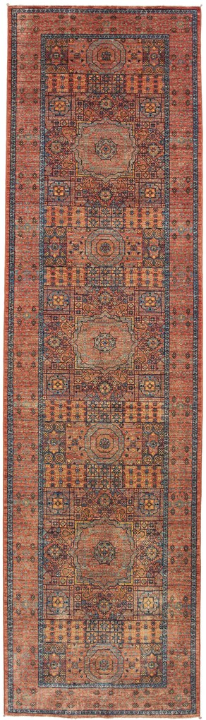 Mamluk Tappeto 300 x 80 Rosso (Pakistan) Annodato A Mano