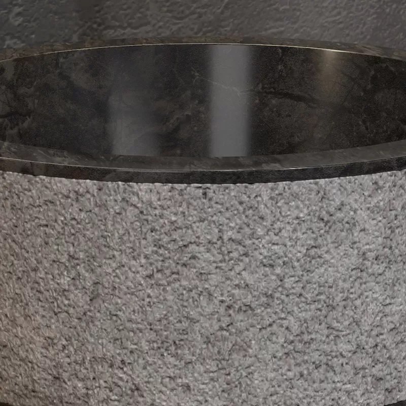 Lavabo bagno design rotondo in marmo nero 40cm | Litos-TN40 - KAMALU