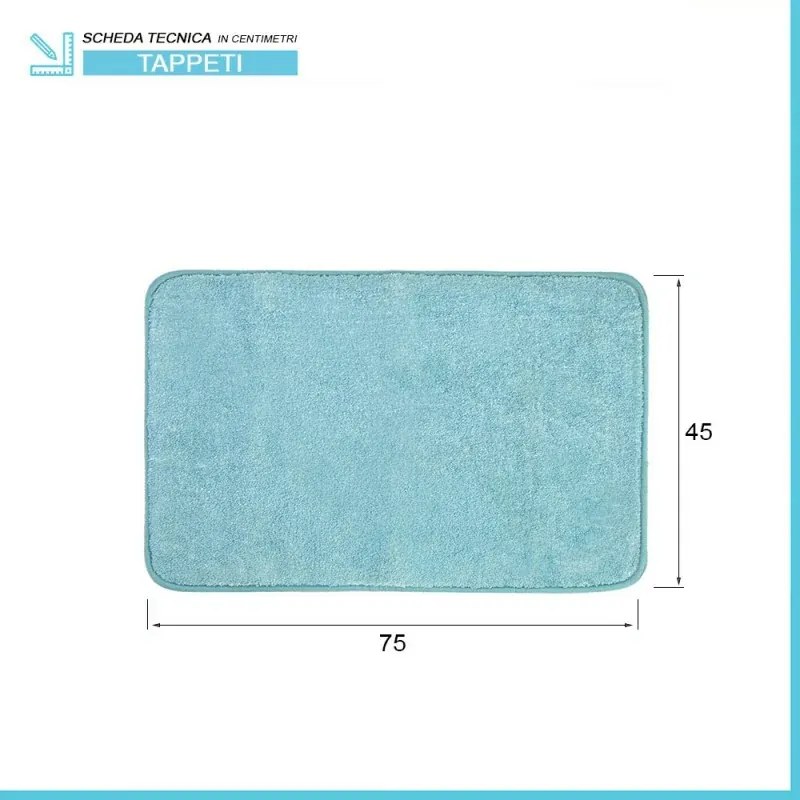 Tappeto antiscivolo bagno 45x75 cm verde acqua in poliestere