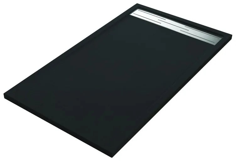 Piatto doccia SENSEA in resina Neo Metal Grid L 70 x L 140 x H 3.5 cm nero opaco effetto pietra