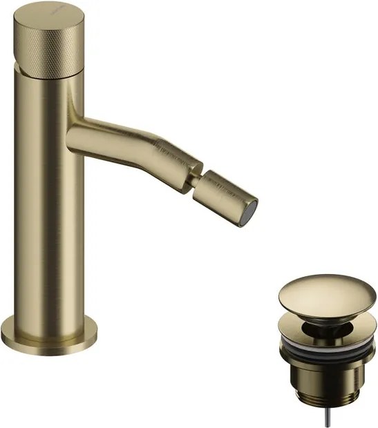 Rubinetto per bidet getto laminare cristallino LOOP K SANYCCES oro spazzolato lucido