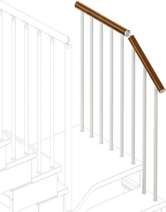 Balaustra in kit IRIS Gala in legno bianco, corrimano in legno noce, L 120 cm fissaggio a pavimento