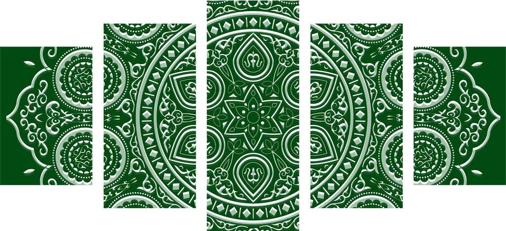 Quadri 5 pezzi – Mandala etnica delicata in verde