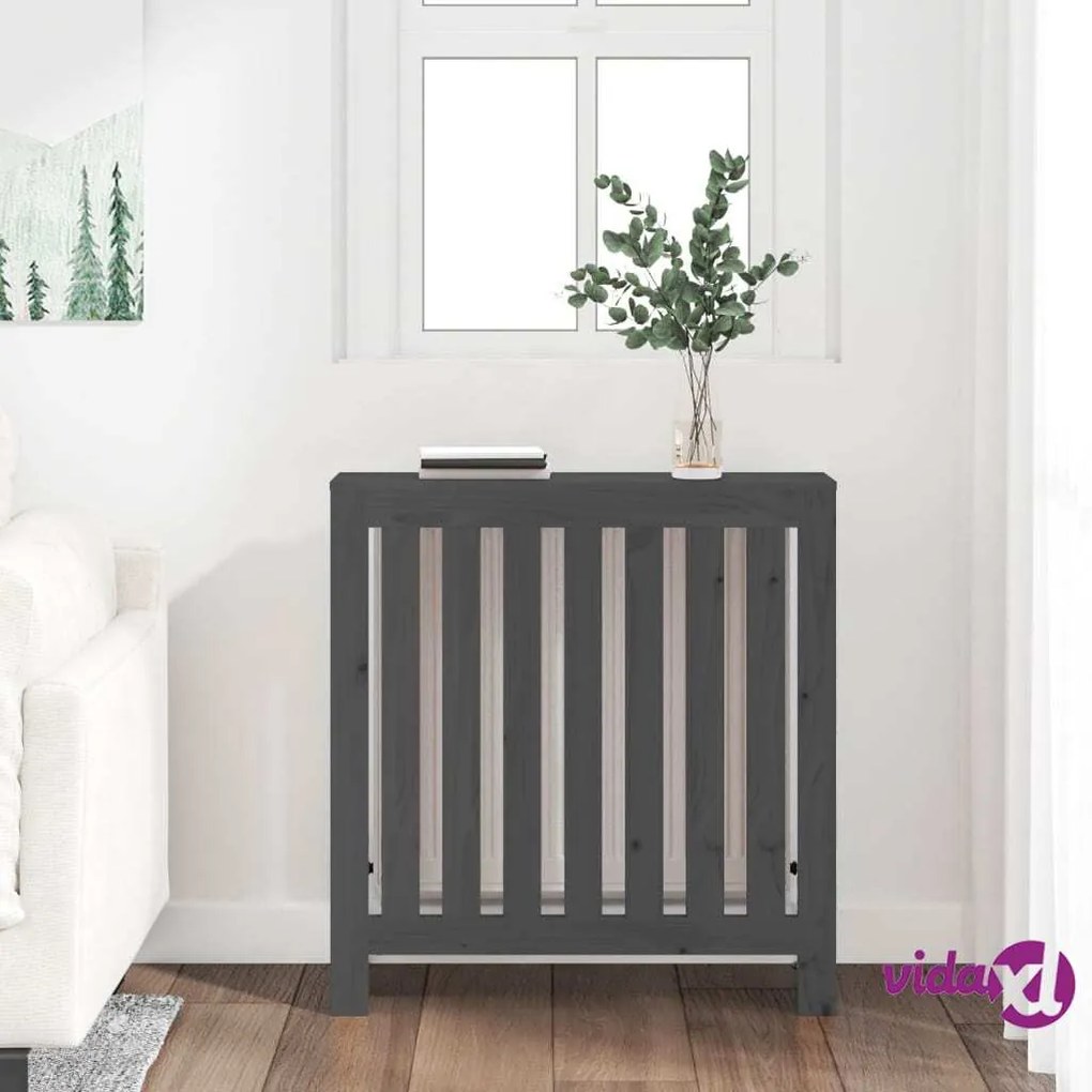 vidaXL Copertura Termosifone Grigia 79,5x19x84 cm Legno Massello Pino