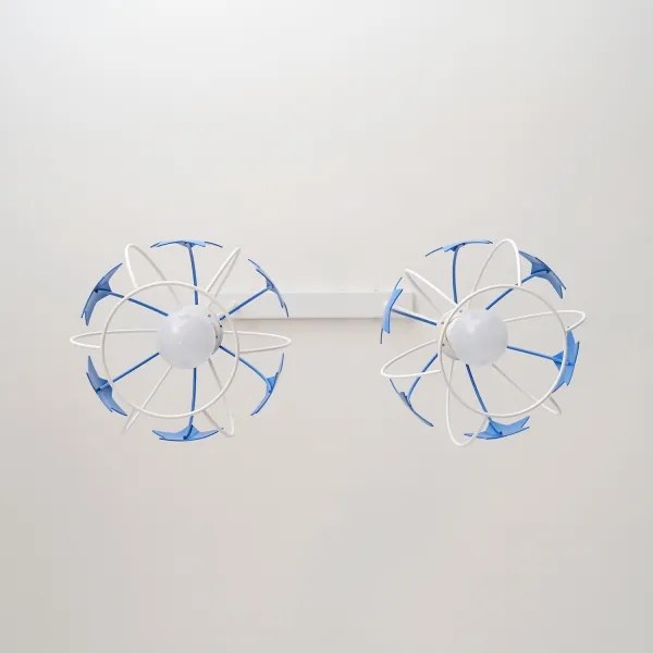 Lampadario a sospensione per bambini STARS 2xE27/15W/230V blu/bianco