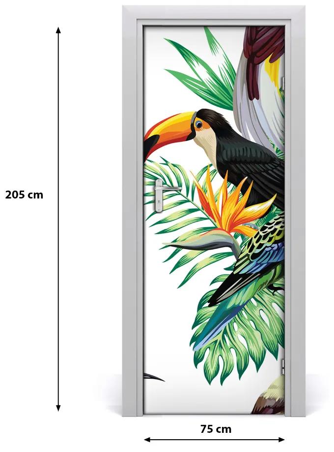 Adesivo per porta Uccelli tropicali 75x205 cm