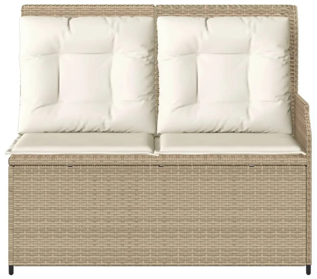 Panca reclinabile da giardino con cuscini beige in polyrattan